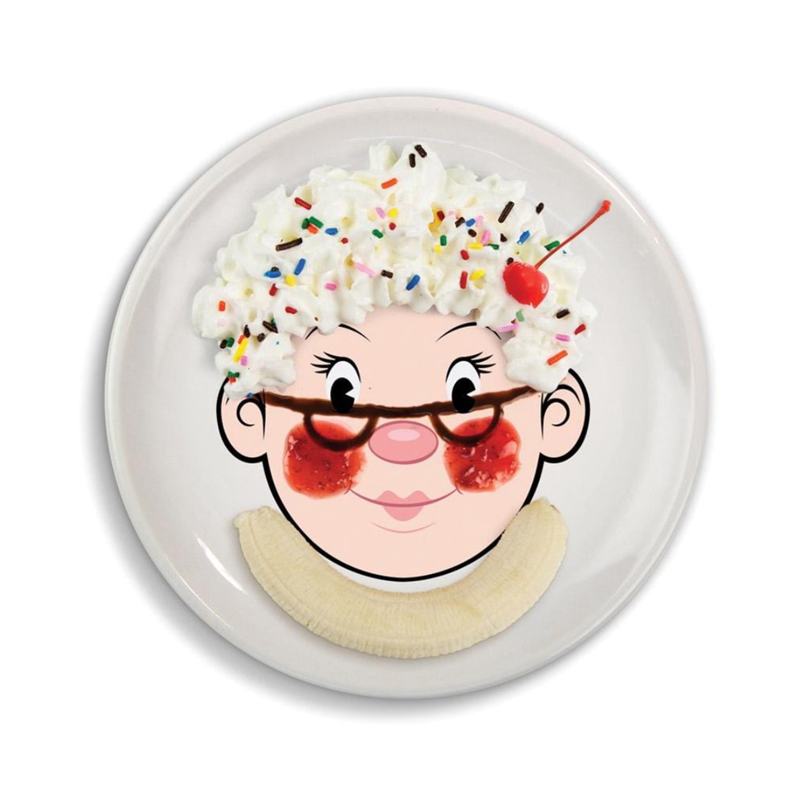 Lady Food Face Ceramic Dinner Plate - [aka]